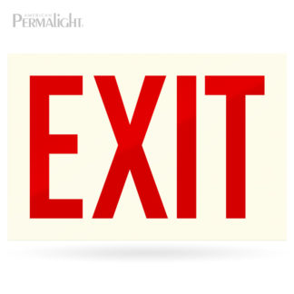 Photoluminescent Exit Sign, Red Reflective Letters, Rigid, Non-Adhesive, 12"x8"