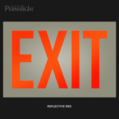 Photoluminescent Exit Sign, Red Reflective Letters, Reflective Lettering Demo 12"x8"