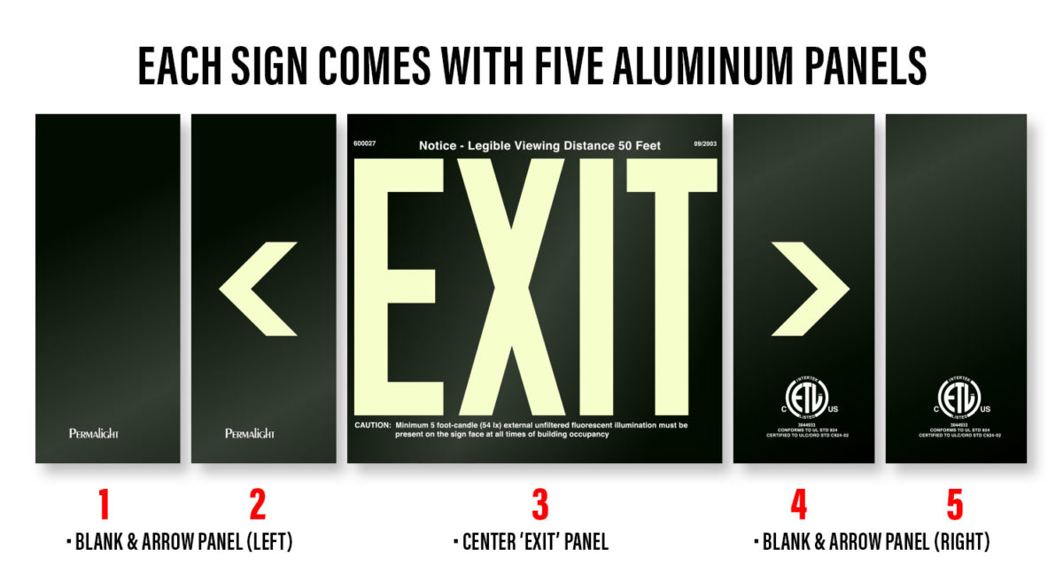 Heavy-Duty Aluminum UL924-listed Exit Signs with Customizable Arrow Panels