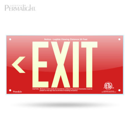 PERMALIGHT® Red Acrylic EXIT Sign, Left Arrow, 7-inch Letters, UL924-listed