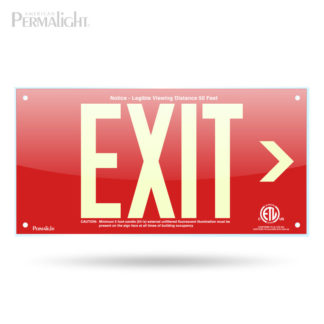 PERMALIGHT® Red Acrylic EXIT Sign, Right Arrow, 7-inch Letters, UL924-listed