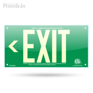 PERMALIGHT® Green Acrylic EXIT Sign, Left Arrow, 7-inch Letters, UL924-listed