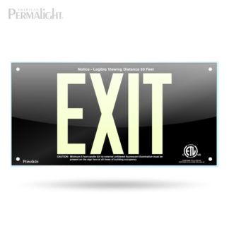 PERMALIGHT® Black Acrylic EXIT Sign, No Arrows, 7-inch Letters, UL924-listed