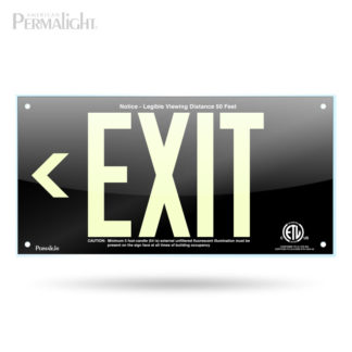 PERMALIGHT® Black Acrylic EXIT Sign, Left Arrow, 7-inch Letters, UL924-listed