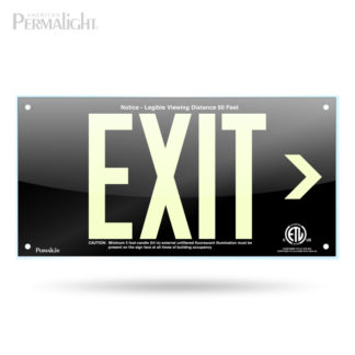PERMALIGHT® Black Acrylic EXIT Sign, Right Arrow, 7-inch Letters, UL924-listed