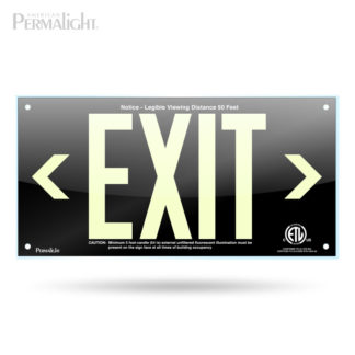 PERMALIGHT® Black Acrylic EXIT Sign, Left and Right Arrows, 7-inch Letters, UL924-listed
