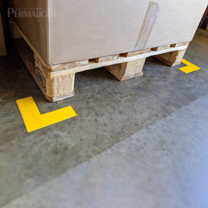 Mighty Line Yellow Solid Color Safety Floor Marking Corners, Self-Adhesive, 2 in x 6 in x 6 in (100 Pack)
