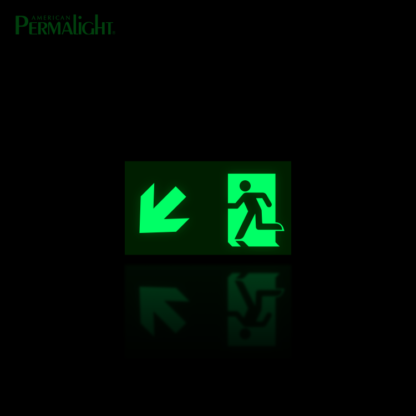 PERMALIGHT® Photoluminescent Combined Signage - Arrow Down (Left) + Running Man
