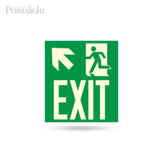 PERMALIGHT® Photoluminescent Combined Signage – Running Man + Arrow (Up, Left) + Exit