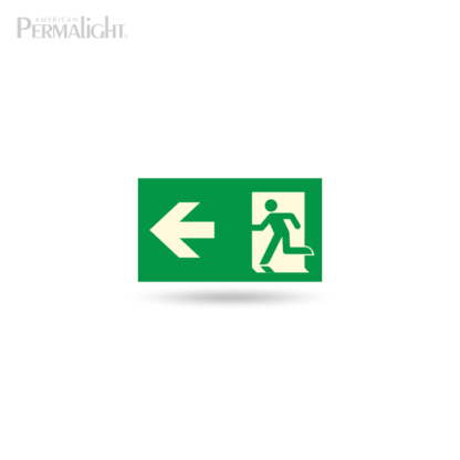 PERMALIGHT® Photoluminescent Combined Signage - Arrow (Left) + Running Man