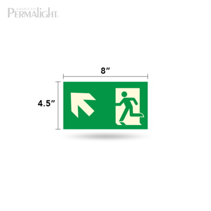 PERMALIGHT® Photoluminescent Combined Signage - Arrow Up (Left) + Running Man