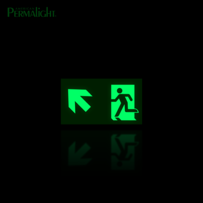 PERMALIGHT® Photoluminescent Combined Signage - Arrow Up (Left) + Running Man