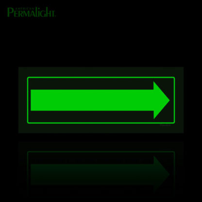 Green Long Arrow Sign, Photoluminescent Arrow, Glow Demo, 4"x12"
