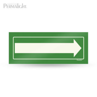 Green Long Arrow Sign, Photoluminescent Arrow, Rigid, Non-Adhesive, 4"x12"