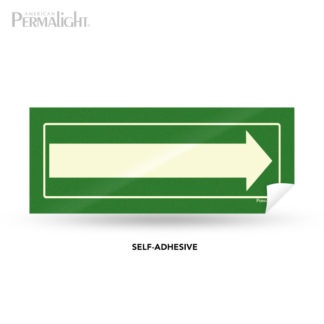 Green Long Arrow Sign, Photoluminescent Arrow, Self-Adhesive, 4"x12"