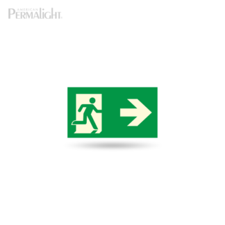 PERMALIGHT® Photoluminescent Combined Signage - Running Man + Arrow (Right)