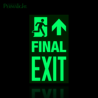 PERMALIGHT® Photoluminescent Combined Signage – Running Man + Arrow (Up) + Final Exit