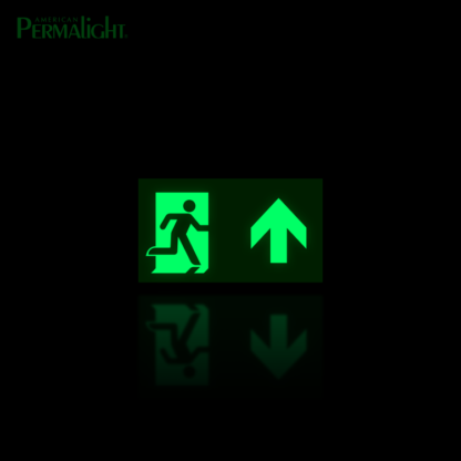 PERMALIGHT® Photoluminescent Combined Signage - Running Man + Arrow (Up)