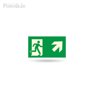 PERMALIGHT® Photoluminescent Combined Signage - Running Man + Arrow Up (Right)
