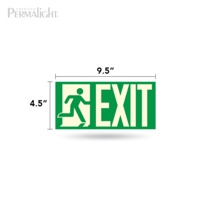 PERMALIGHT® Photoluminescent Combined Signage - Running Man + Exit