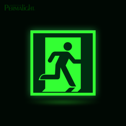 PERMALIGHT® 5-3/4" Photoluminescent Right Running Man Directional Sign (Aluminum, Self-Adhesive, UL1994-listed)