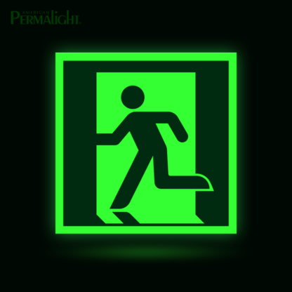 PERMALIGHT® 7-7/8" Photoluminescent Left Running Man Directional Sign (Aluminum, Self-Adhesive, UL1994-listed)