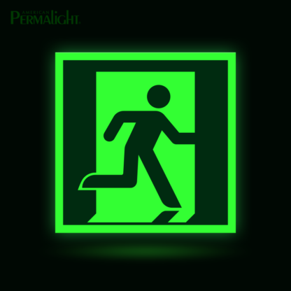 PERMALIGHT® 7-7/8" Photoluminescent Right Running Man Directional Sign (Aluminum, Self-Adhesive, UL1994-listed)
