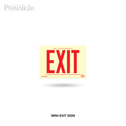 Mini PERMALIGHT® PVC Plastic Exit Sign - Glow-in-the-Dark - Photoluminescent - Fun Size