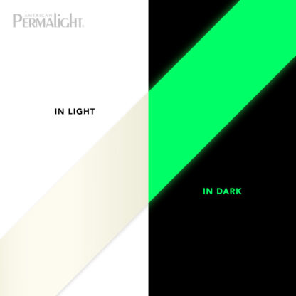 PERMALIGHT® Multi-Use Polyester Tape, Photoluminescent Egress Path Marking, UL1994-listed, 2-inch Roll, Glow Comparison