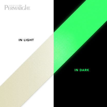 PERMALIGHT® Anti-Slip Floor Tape, Photoluminescent Egress Path Marking, UL1994-listed, UL410-listed, 1-inch Roll, 2-inch Roll, Glow Comparison