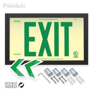 PERMALIGHT® Photoluminescent PVC Plastic Exit Sign - IBC/IFC Compliant - Cal-Fire Approved - 6" Lettering