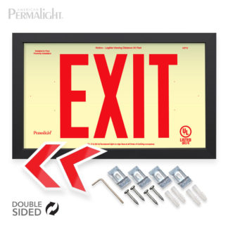 PERMALIGHT® Photoluminescent PVC Plastic Exit Sign - IBC/IFC Compliant - Cal-Fire Approved - 6" Lettering