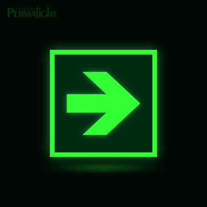 PERMALIGHT® 5-3/4" Photoluminescent Straight Arrow Directional Sign (Aluminum, Self-Adhesive, UL1994-listed)