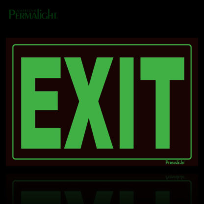 Red Exit Sign, Photoluminescent Lettering, Glow Demo, 12"x8"