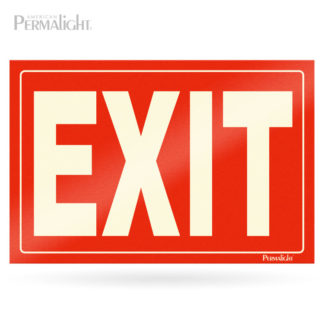 Red Exit Sign, Photoluminescent Lettering, Rigid, Non-Adhesive, 12"x8"