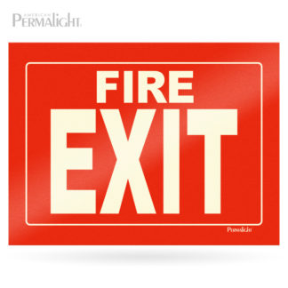 Red Fire Hose Sign, Photoluminescent Striped Border + Lettering + Arrow, Rigid, Non-Adhesive, 8"x12"