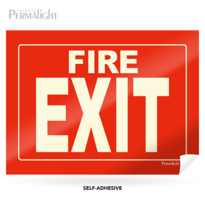 Red Fire Hose Sign, Photoluminescent Striped Border + Lettering + Arrow, Flexible, Self-Adhesive, 8"x12"