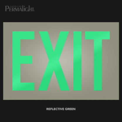 Photoluminescent Exit Sign, Green Reflective Letters, Reflective Lettering Demo 12"x8"