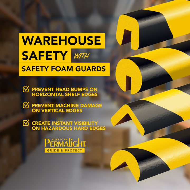 Edge Protection Safety Foam Guard, Type G, Black / Yellow, I-Beam